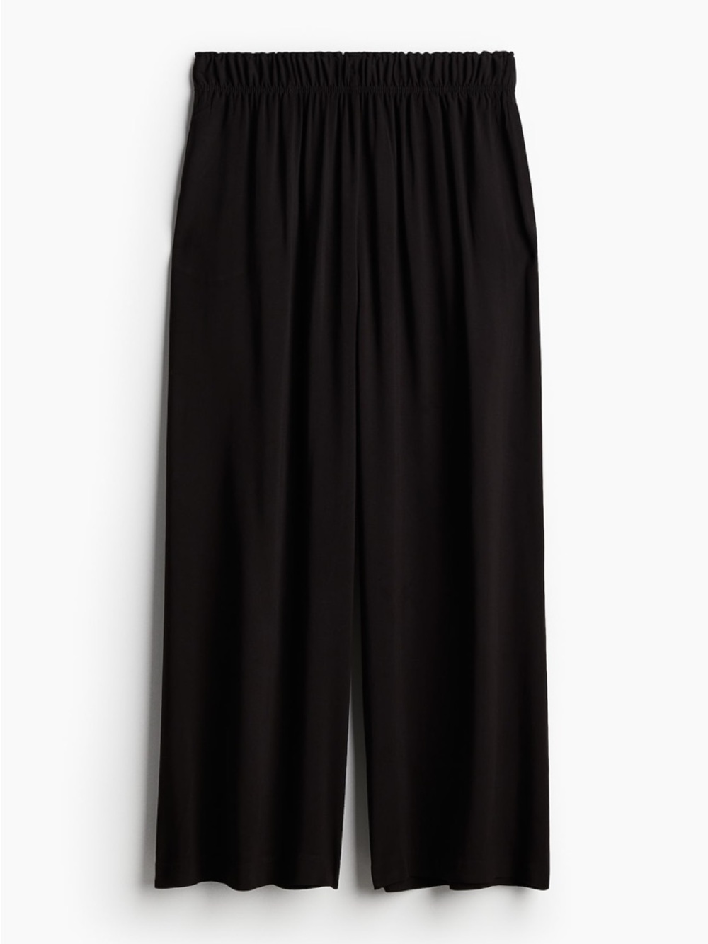 H&M Black Wide-Leg Cropped Pull On Pants